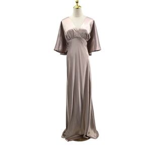 Xxl Satin Taupe Birdy Grey Dress.